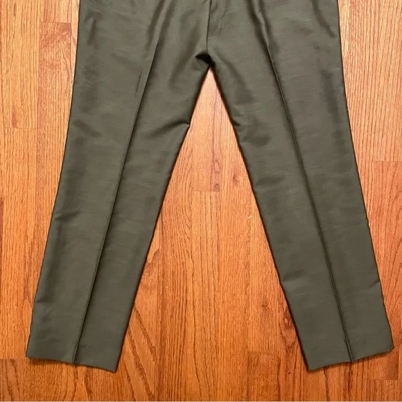 Lafayette 148 Clinton Dill Green Pickstitch Cuff Pants Trousers size 2